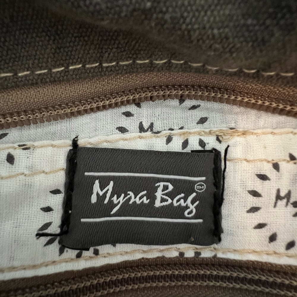 Myra  Canvas Tote Bag with Brown, Cream and Gray Accents in excellent condition - Picture 2 of 8